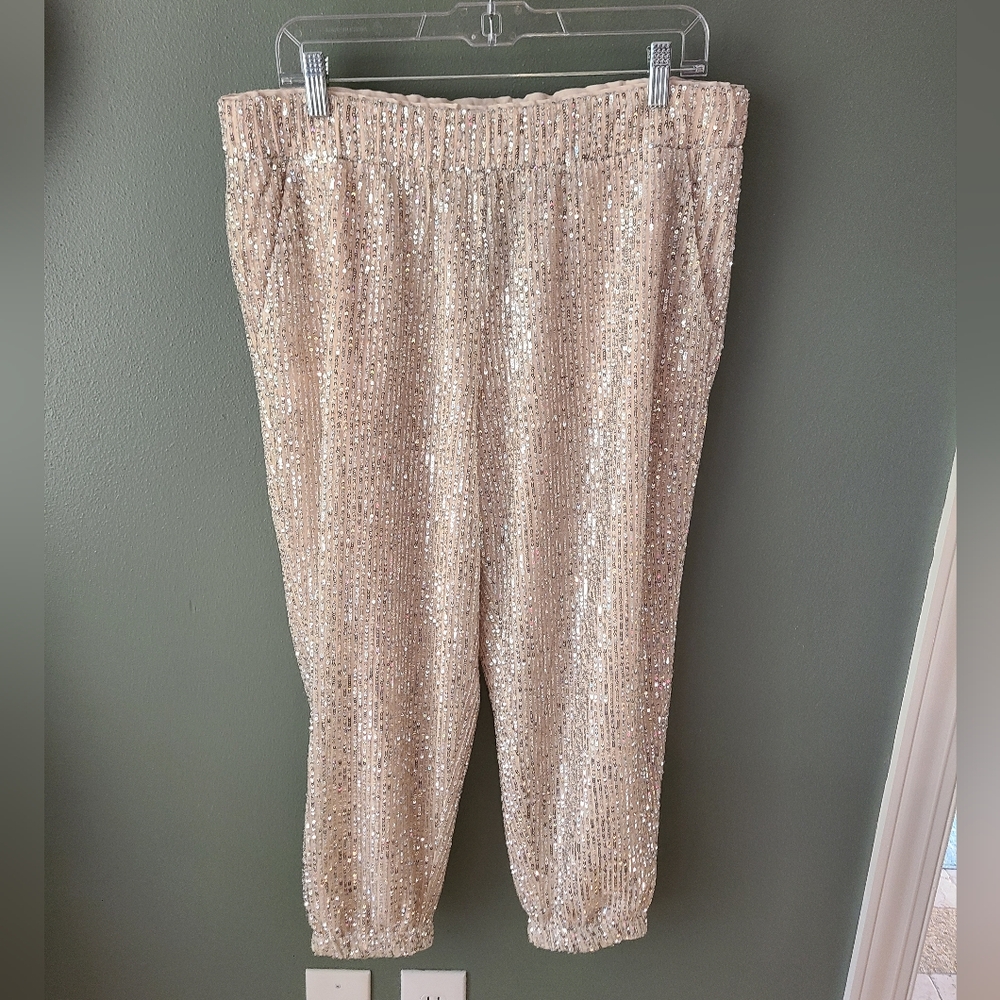 NWT Loft Sequin Joggers, Size Large (Petite)